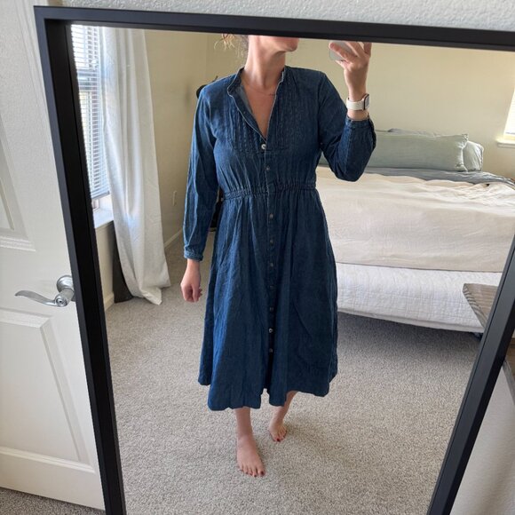 Vintage Orvis Denim Long Sleeve Midi Dress Size Medium - Picture 2 of 9
